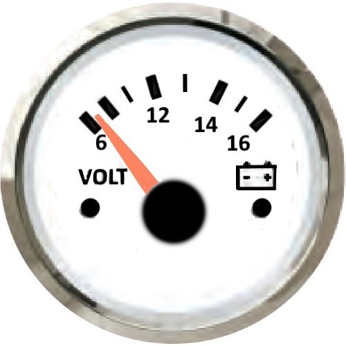 Вольтметр, 12/24 В, IP67, Sunfine. - Белый