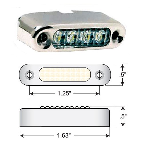 Светильник LED, накладной, нержавеющая сталь, 0,75 Вт, 12 В, Attwood. - Горизонтальный