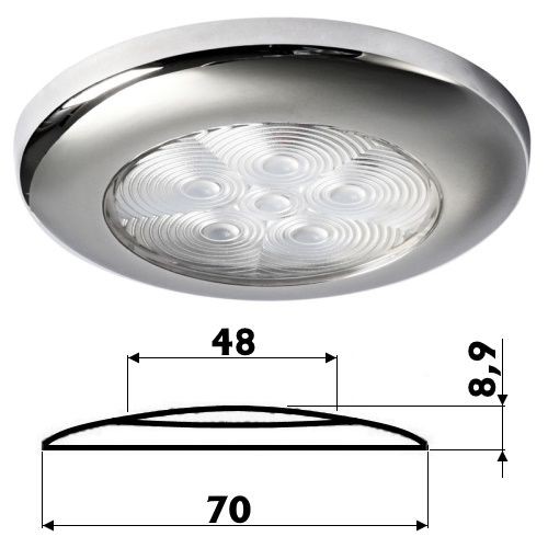Светильник LED, накладной, 1,2 Вт, 12/24 В, пластик/нержавеющая сталь, прозрачное стекло, Osculati.